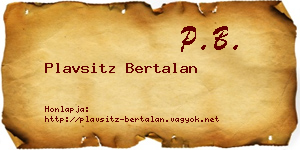 Plavsitz Bertalan névjegykártya